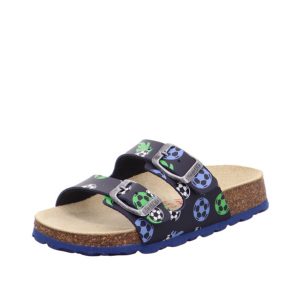 Fußbettpantoffel Tecno Fußball blau