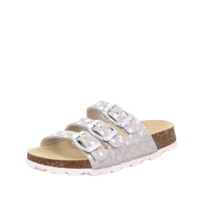 Fussbettpantoffel silber weiß/silber